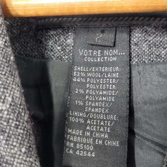 Votre Nom Vintage Charcoal Wool Blend Preppy Gray Floral Embroidery Classy Sz 2 - Picture 4 of 12